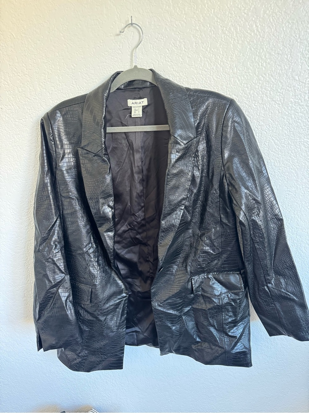Ariat Black Croc-Embossed Faux Leather Blazer